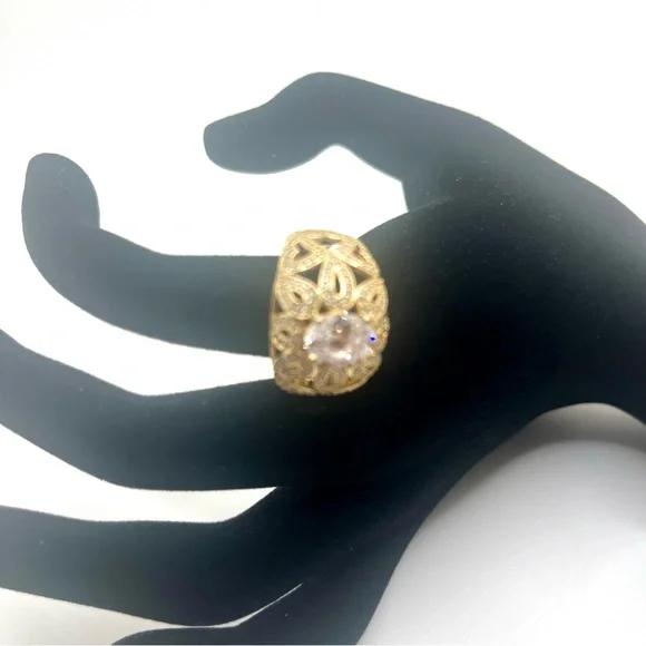 Bella Luce Gold Over Sterling Silver CZ Statement Ring - Size 8 - Picture 3 of 9